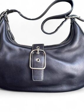 Vintage Coach Black Leather Shoulder Bag